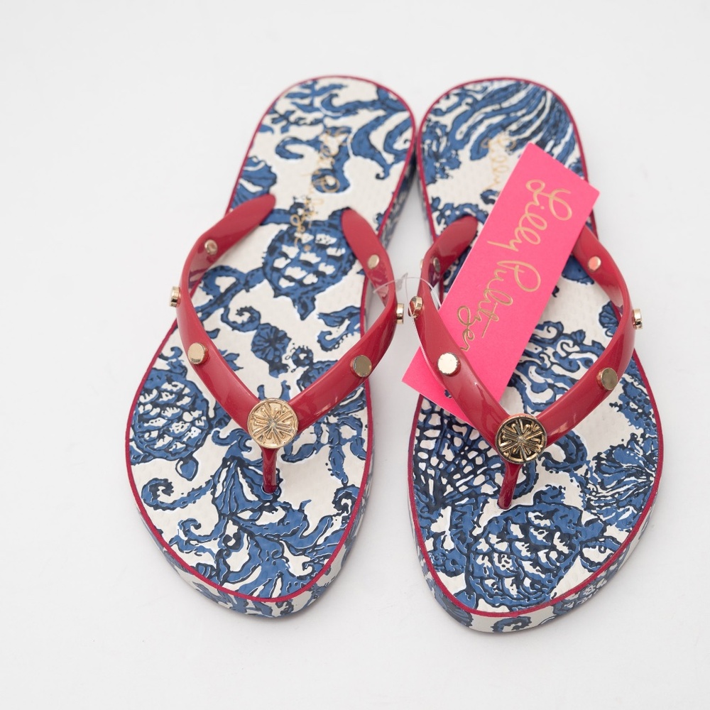 Lilly Pulitzer - Embellished Pool Flip Flops - Picture 1 of 5